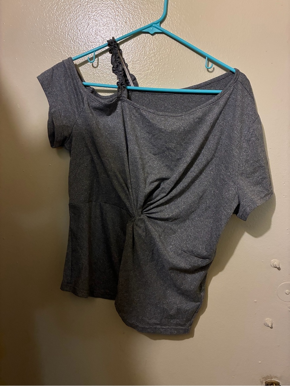 SHEIN Charcoal Gray Twist-Front Short Sleeve Top